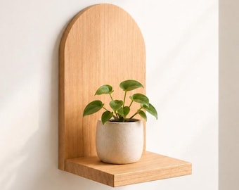 Arched Wooden Wall Shelf | Floating Plant Shelf | Small Book Shelf | Minimalist Wall Decor