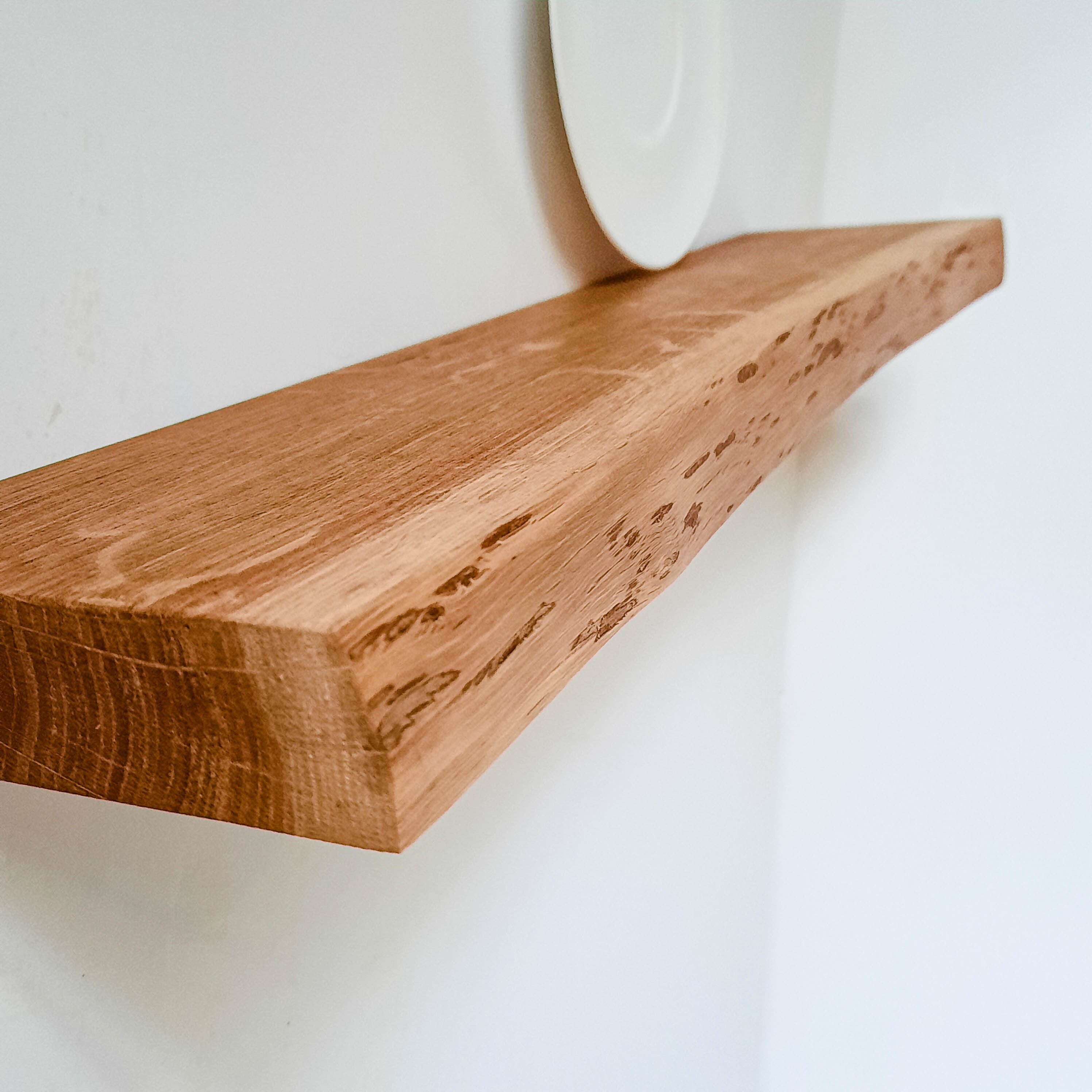 Long Live Edge Shelves OAK Wood Floating Shelf With Bracket, Farmhouse