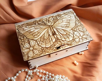 Wooden box butterfly Laser plywood box сozy gift box