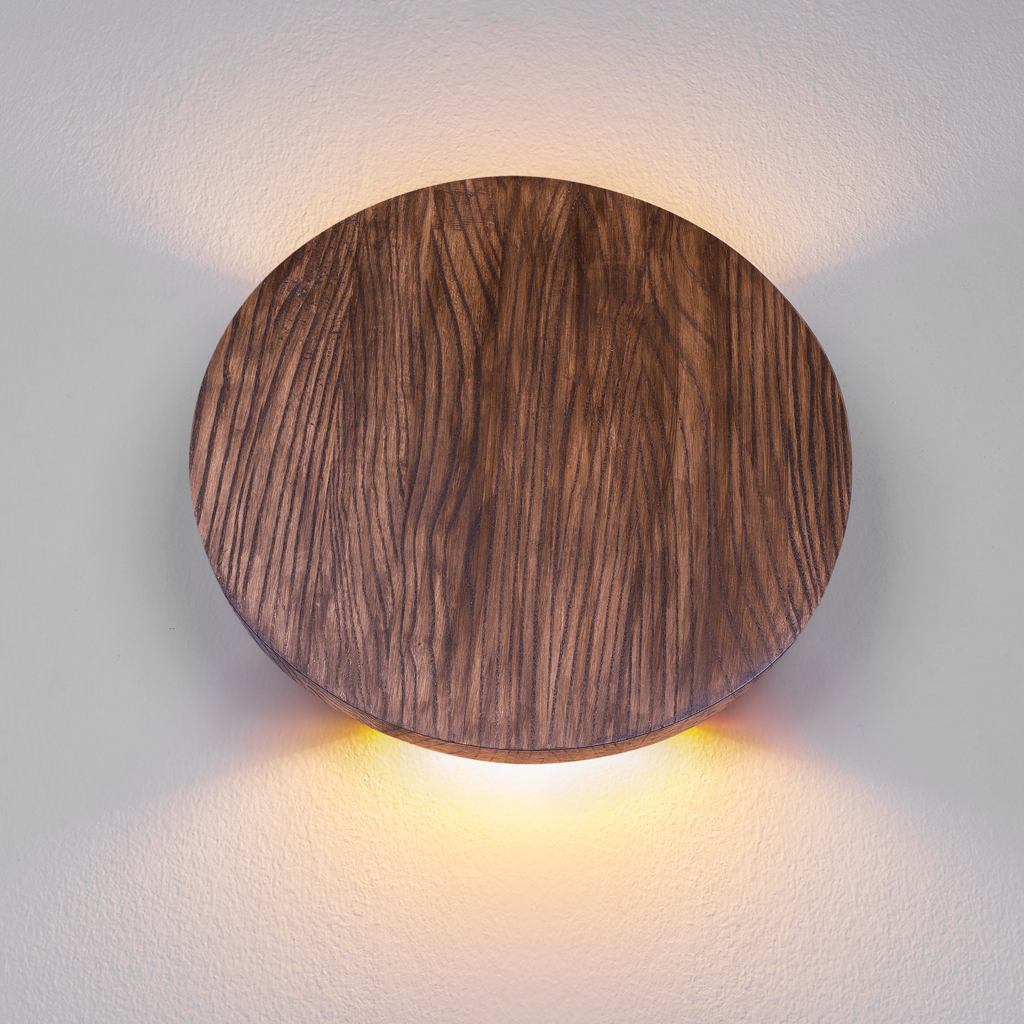 Up down light Round wood sconce Led wall lighting Wall lamp | Etsy