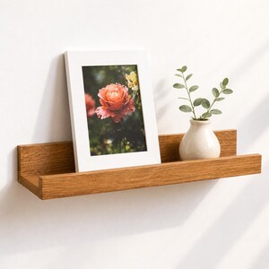 Houten plank kruidenrek met lip | Zwevende wandplank met richel | Kruidenplank voor wandmontage in de keuken