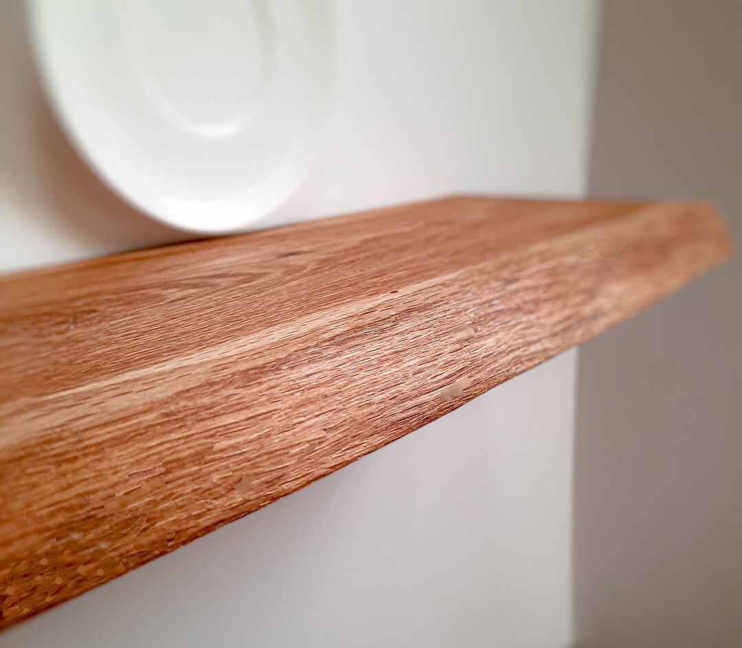 Wood Shelf Board OAK Live Edge Floating Shelf With Bracket Etsy