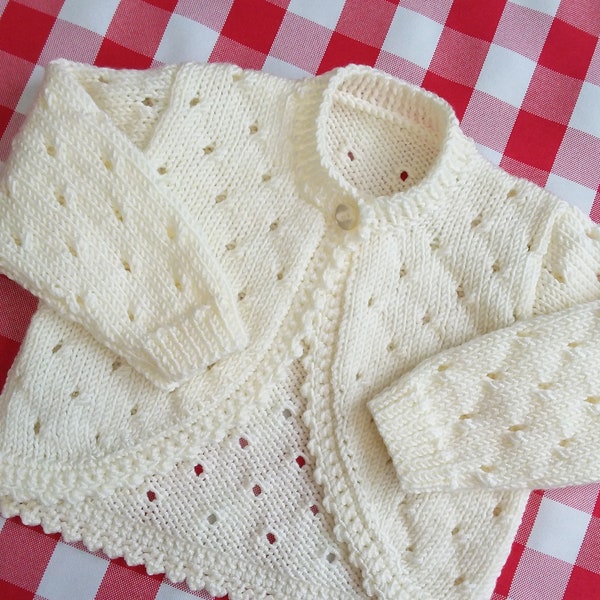 Baby knitted Bolero Cardigan with long sleeves - lace baby cardigan