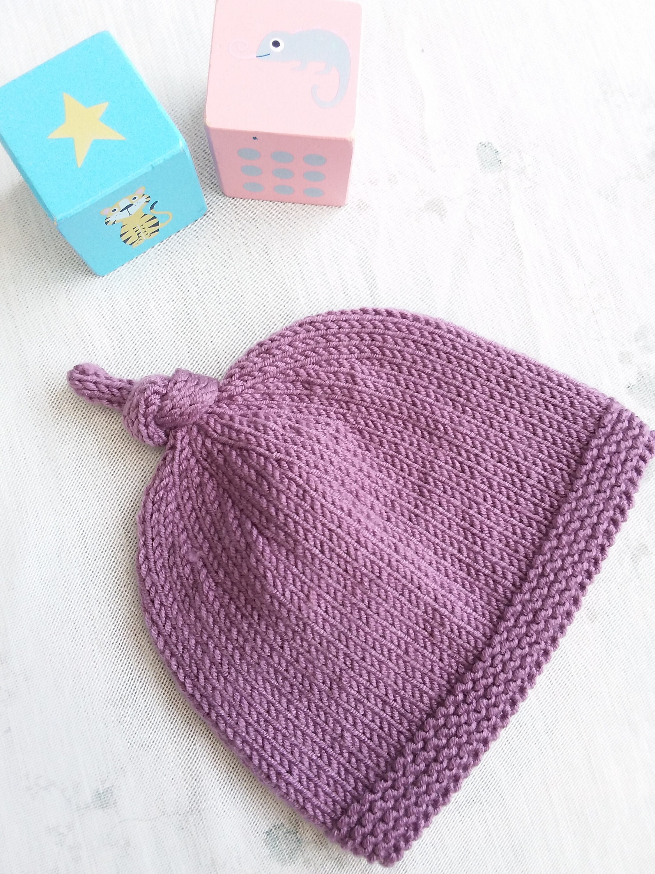 Newborn Baby Knitted Hat With Top Knot Baby Newborn Etsy UK