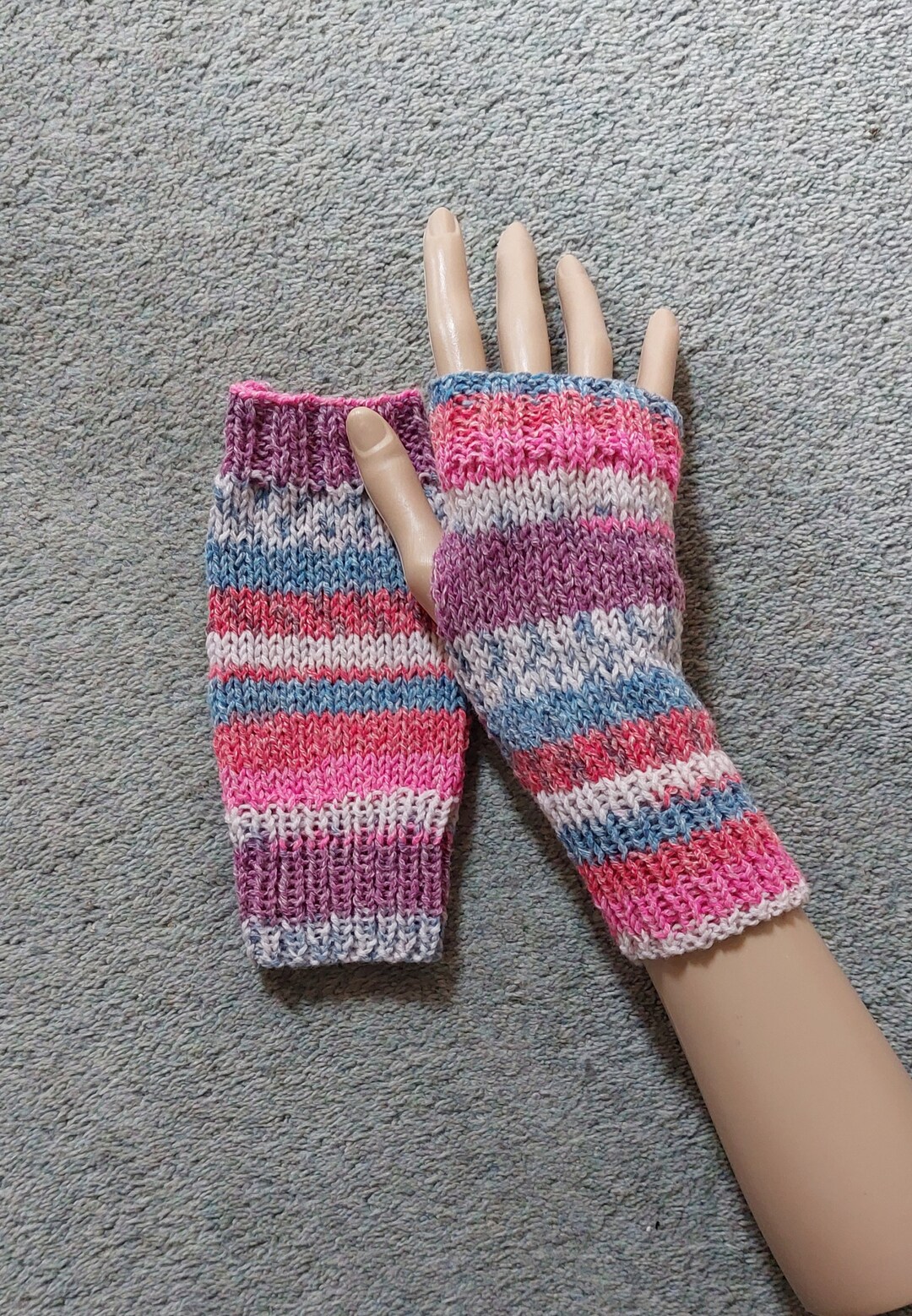 Hand Knitted Ladies Wrist Warmers/ Fingerless Gloves in Soft Etsy UK