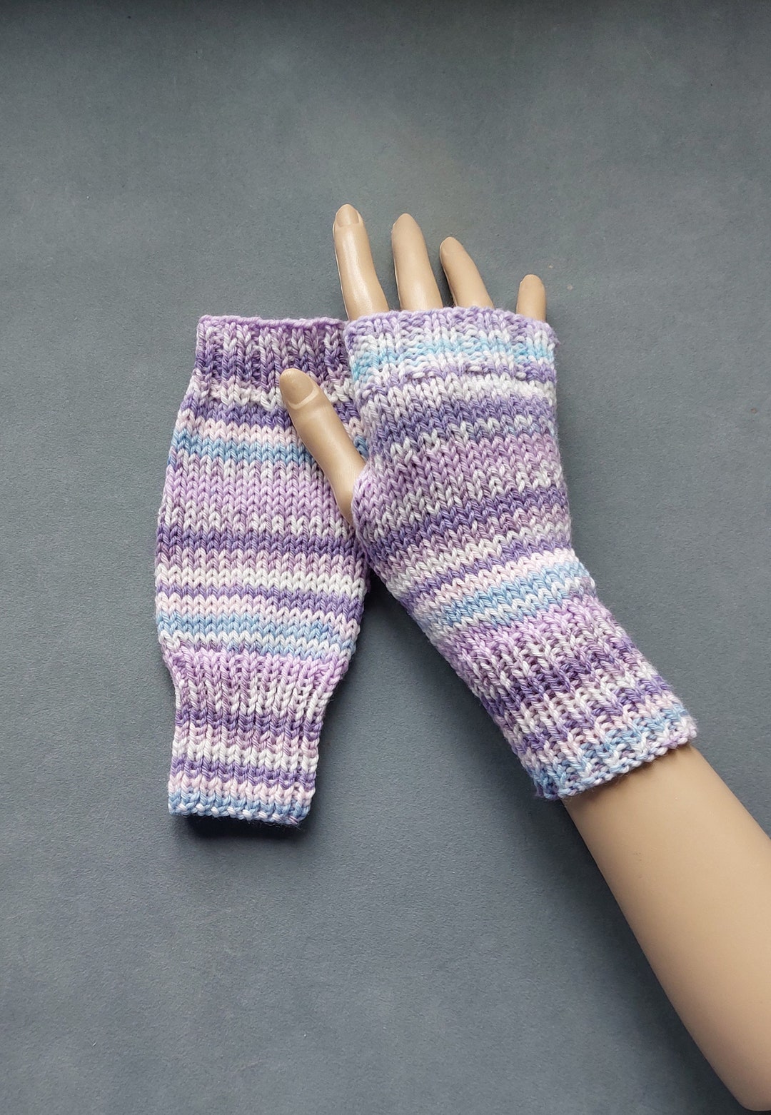 Hand Knitted Ladies Wrist Warmers/ Fingerless Gloves in Soft Etsy UK