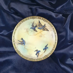 Vintage, Japanese, Hand-painted, Porcelain, Blue Bird Saucer/Plate