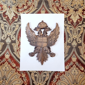Heraldic, Wooden Double-Headed Eagle Plaque, Rare, Russia c.