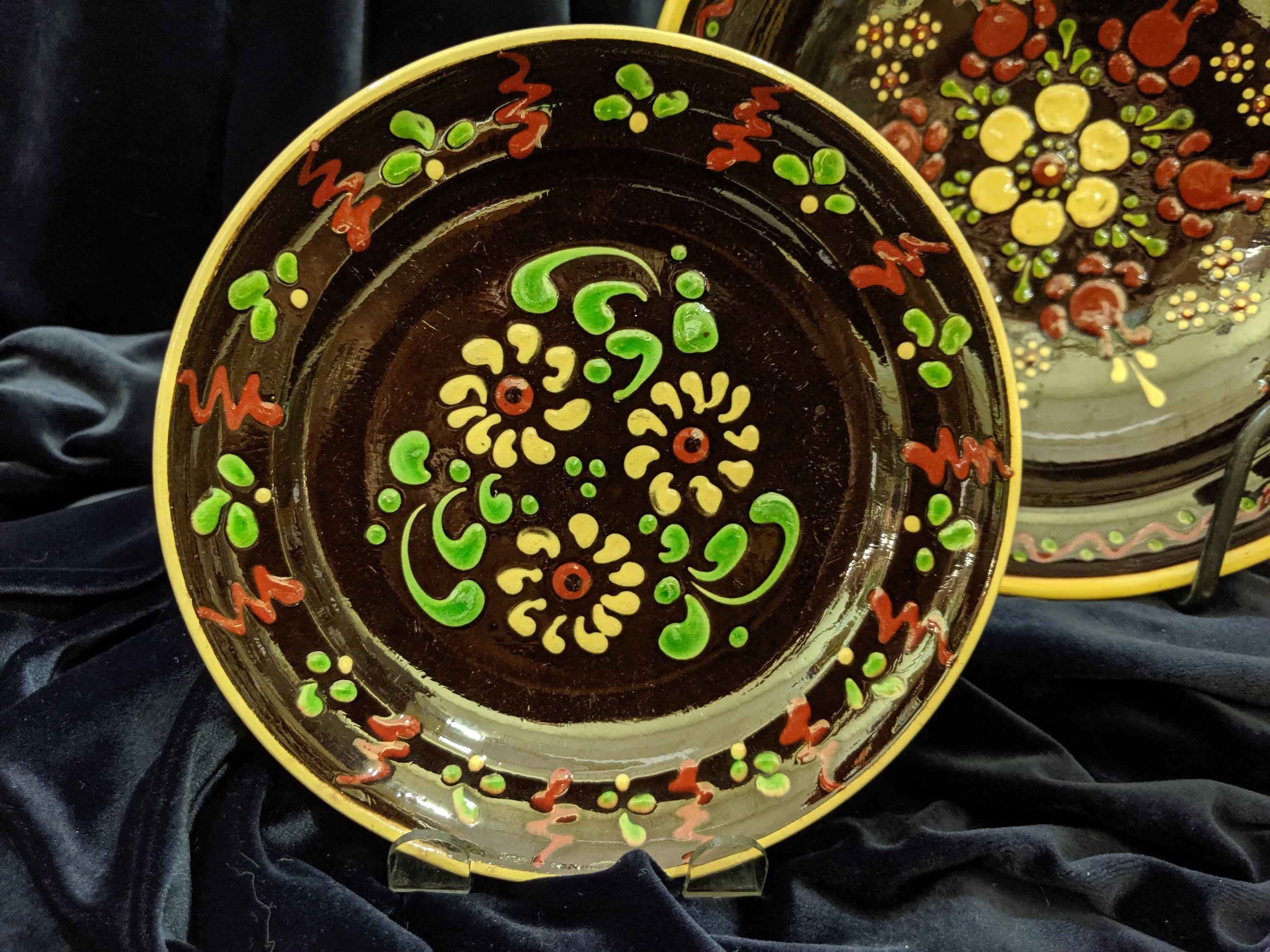 スイス　Schneider工房　ハンドペイント　ヴィンテージ大皿　レアサイズ スイス Schneider工房 ハンドペイント ヴィンテージ大皿 レアサイズ