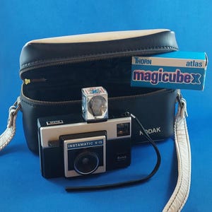Vintage, Kodak Instamatic X-15 w/ Flash Magicubex and Carrier Case, Canada, 1970-1976