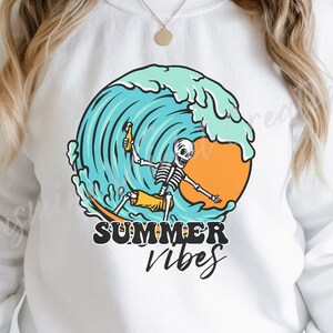 Summer Vibes - Digital Image - Images - PNG File - instant download - Beach - Surf - Retro Waves Teal Skelly Surfer Summer time Beaches