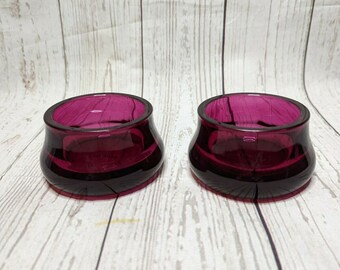 Details about   Set of 2 Controlled Bubble IKEA Art Glass Candle Holders Blue & Purple 