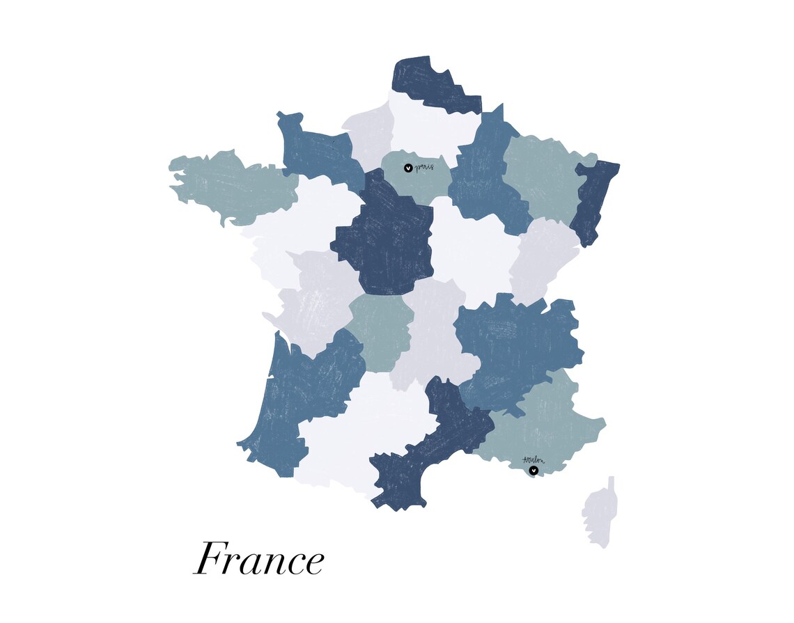 France Home Decor Print Customizable France Illustration Map | Etsy