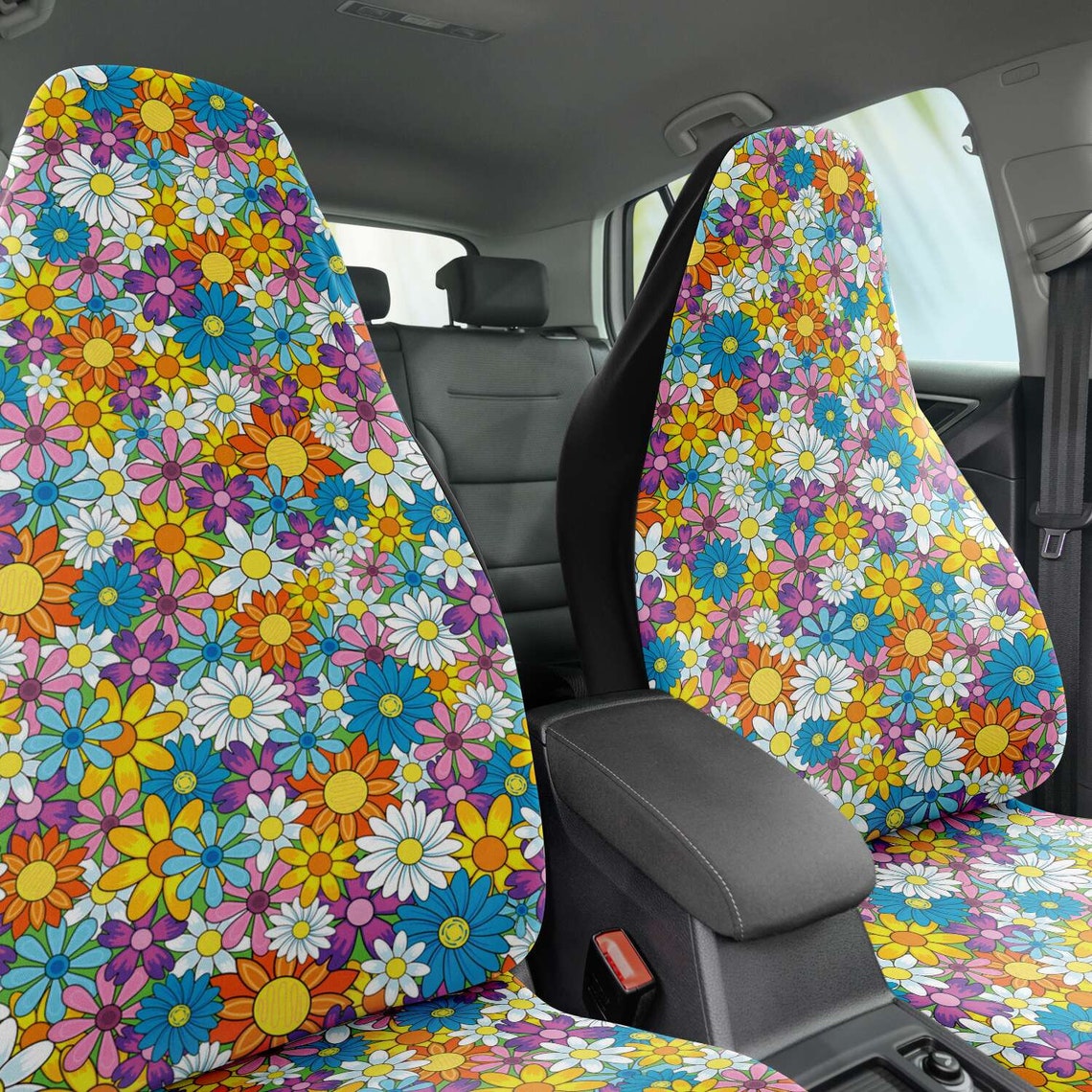 Flower Power Front Seat Covers for Car Summer Flower Seat Etsy