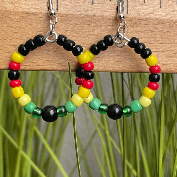 Small hoop Rasta colored earrings