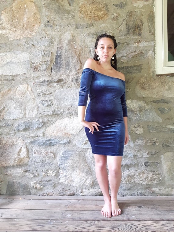 blue tight fitted dress