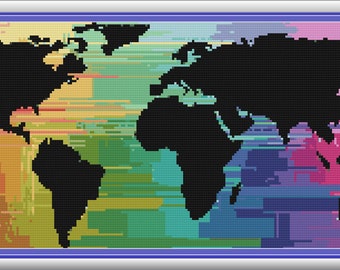 World map cross stitch pattern PDF, world cross stitch, map cross stitch