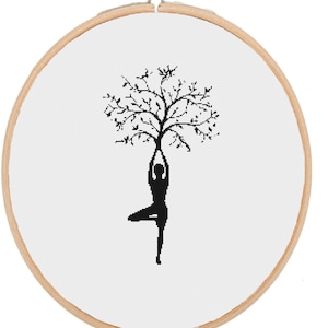 Yoga silhouette cross stitch pattern PDF