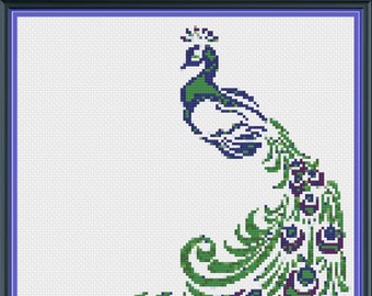 Peacock cross stitch pattern PDF, peacock cross stitch, bird cross stitch