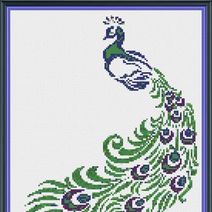 Peacock cross stitch pattern PDF, peacock cross stitch, bird cross stitch