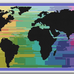 Patrón punto de cruz mapa del mundo PDF, punto de cruz del mundo, punto de cruz mapa