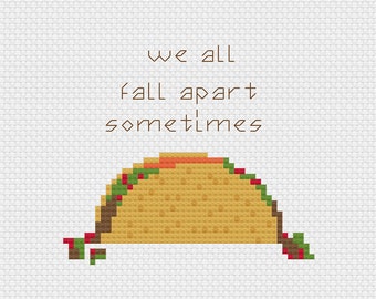 Taco korsstygnsmönster PDF, taco korsstygn, roligt korsstygn, enkelt korsstygn, lätt korsstygn, litet korsstygn