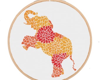 Elephant cross stitch pattern pdf, modern cross stitch, nature cross stitch, animal cross stitch
