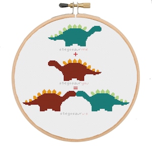 Stegosaurus cross stitch pattern PDF, cute cross stitch, dinosaur cross stitch, easy cross stitch