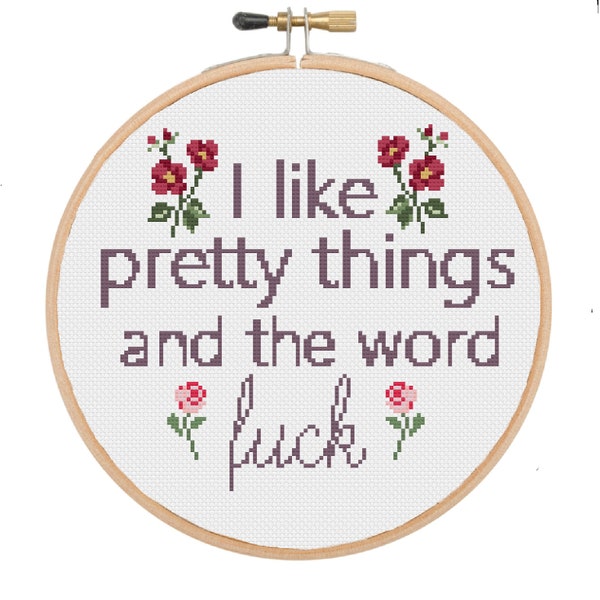 I like pretty things cross stitch pattern PDF, cross stitch pattern PDF