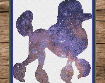 Galaxy Poodle cross stitch pattern PDF, poodle cross stitch, dog cross stitch, galaxy cross stitch