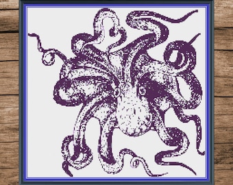 Octopus cross stitch pattern PDF, octopus cross stitch, modern cross stitch