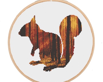 Squirrel cross stitch pattern PDF, squirrel cross stitch, animal cross stitch