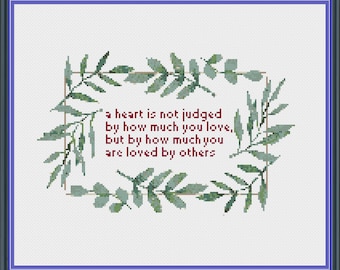 A heart is not judged cross stitch pattern PDF, quote cross stitch, simple cross stitch, modern cross stitch