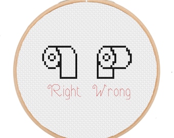 Toilet paper funny cross stitch pattern PDF, modern funny cross stitch, funny cross stitch