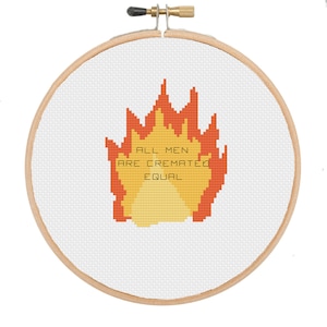 All men are cremated equal cross stitch pattern PDF, funny cross stitch, modern cross stitch, simple cross stitch