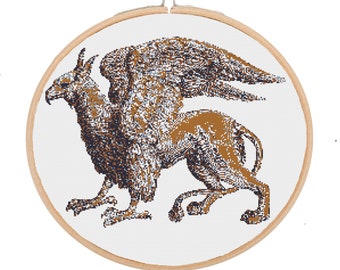 Gryphon cross stitch pattern PDF, gryphon cross stitch, mythology cross stitch, animal cross stitch