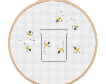 Fireflies cross stitch pattern pdf, firefly cross stitch, nature cross stitch, bug cross stitch