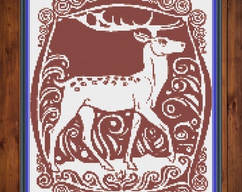Simple deer cross stitch PDF, deer cross stitch
