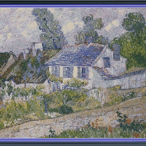 Vincent van Gogh house at auvers cross stitch pattern PDF, van gogh cross stitch, house cross stitch