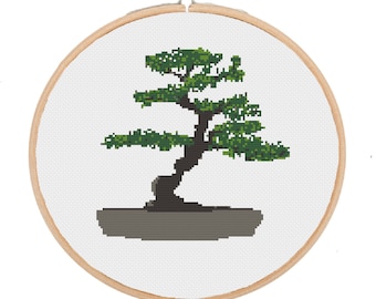 Beginner Cross Stitch Kit: Bonsai Tree / Custom Embroidery Design