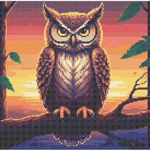 Owl cross stitch pattern PDF, counted cross stitch pattern