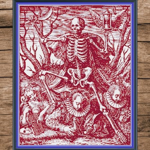 Memento Mori Skeleton cross stitch pattern PDF, skeleton cross stitch,