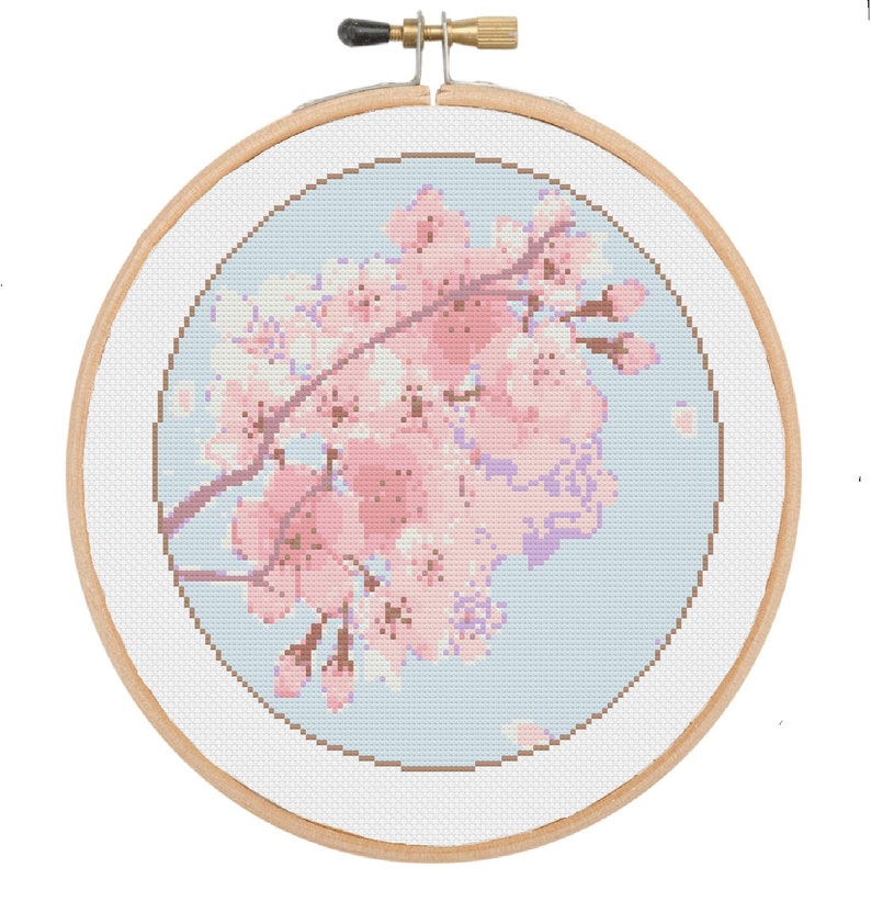 Cherry Blossoms Cross Stitch Pattern PDF Cherry Blossom Cross - Etsy