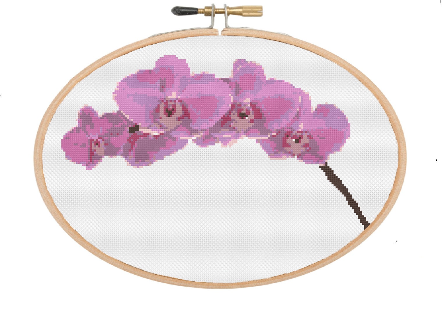 Bead Embroidery Kit Pink Orchid DIY Craft Kit Stamped Bead Needlepoint  zpk-055