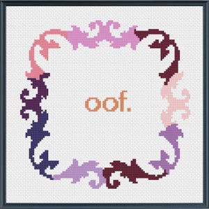 Oof cross stitch pattern PDF, funny cross stitch, modern cross stitch, simple cross stitch