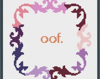 Oof cross stitch pattern PDF, funny cross stitch, modern cross stitch, simple cross stitch