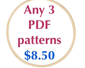 Any THREE PDF cross stitch patterns for 8.50, modern cross stitch, cross stitch pattern PDF