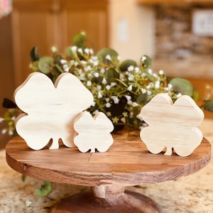 4-Leaf Clover Shaped Craft Wood, Unfinished Tiered Tray Decor, Free Standing 4-Leaf Clover, St Patrick's Day / St Patty's Day, Lucky Charm