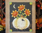 Harvest Pumpkin, Handpainted Wood, Fall Home Decor, Decorative Tole Painting