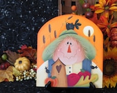Harvest Scarecrow, Handpainted Wood, Fall Home Decor, Decorative Tole Painting